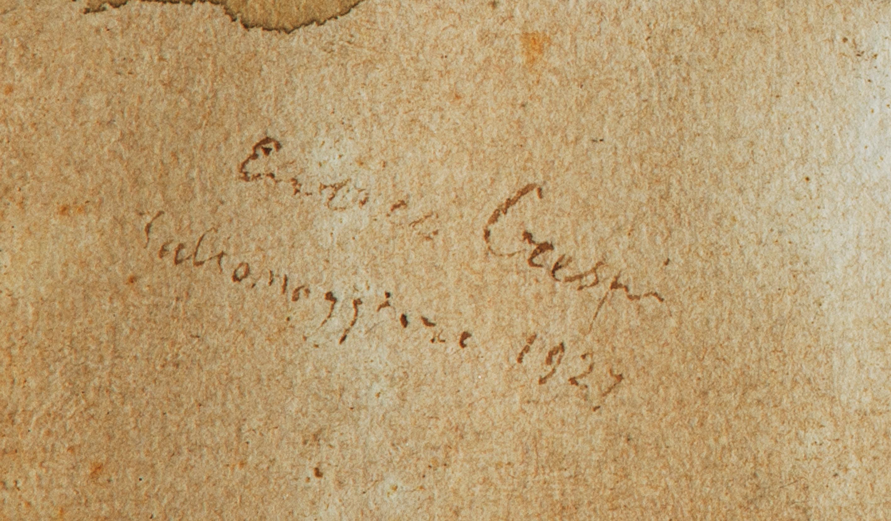 Art Decò Italian Portrait by Enrico Crespi Signed Located Dated Watercolor en vente 2