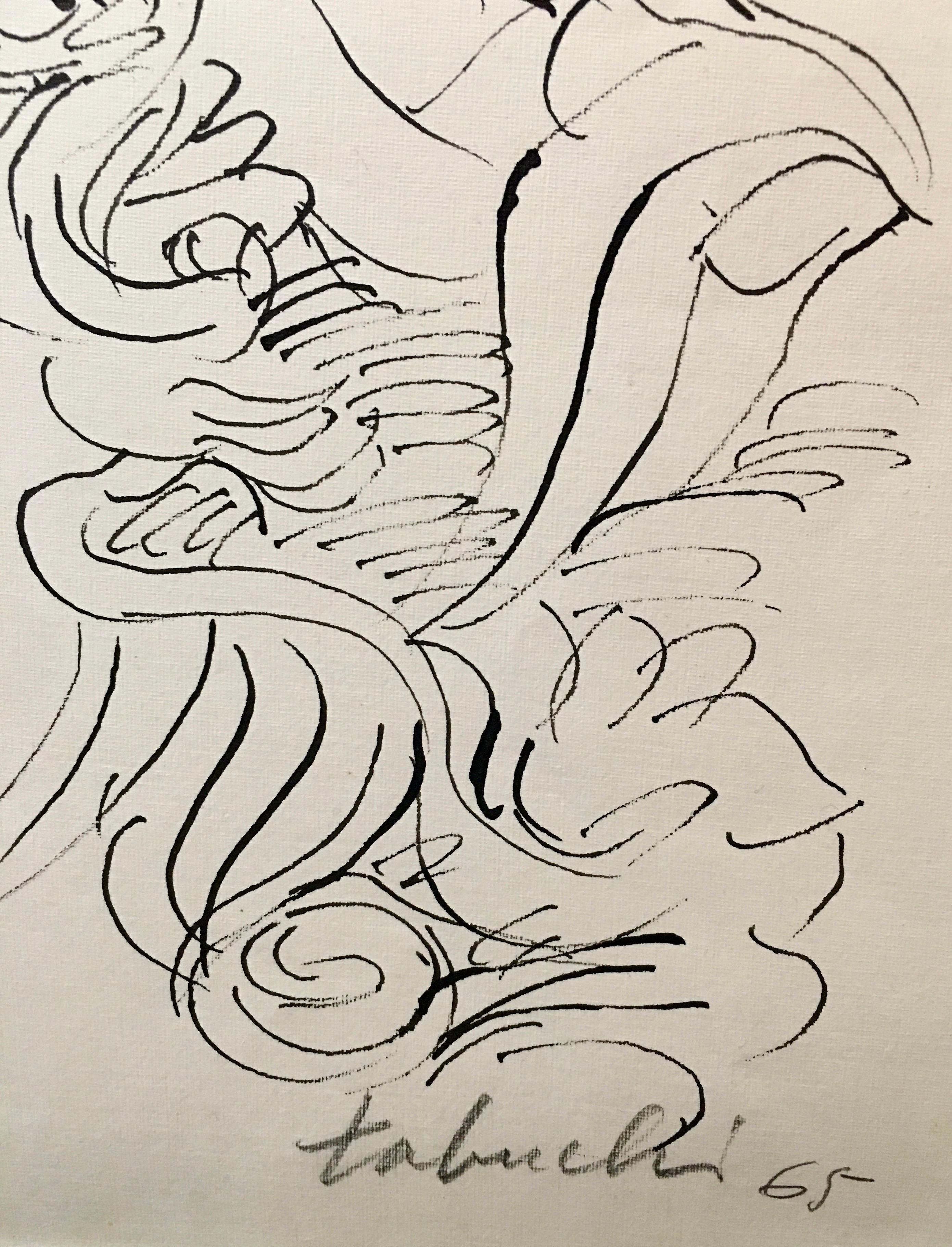 Dessin à l'encre signé Yasse Tabuchi, milieu du siècle en vente 2