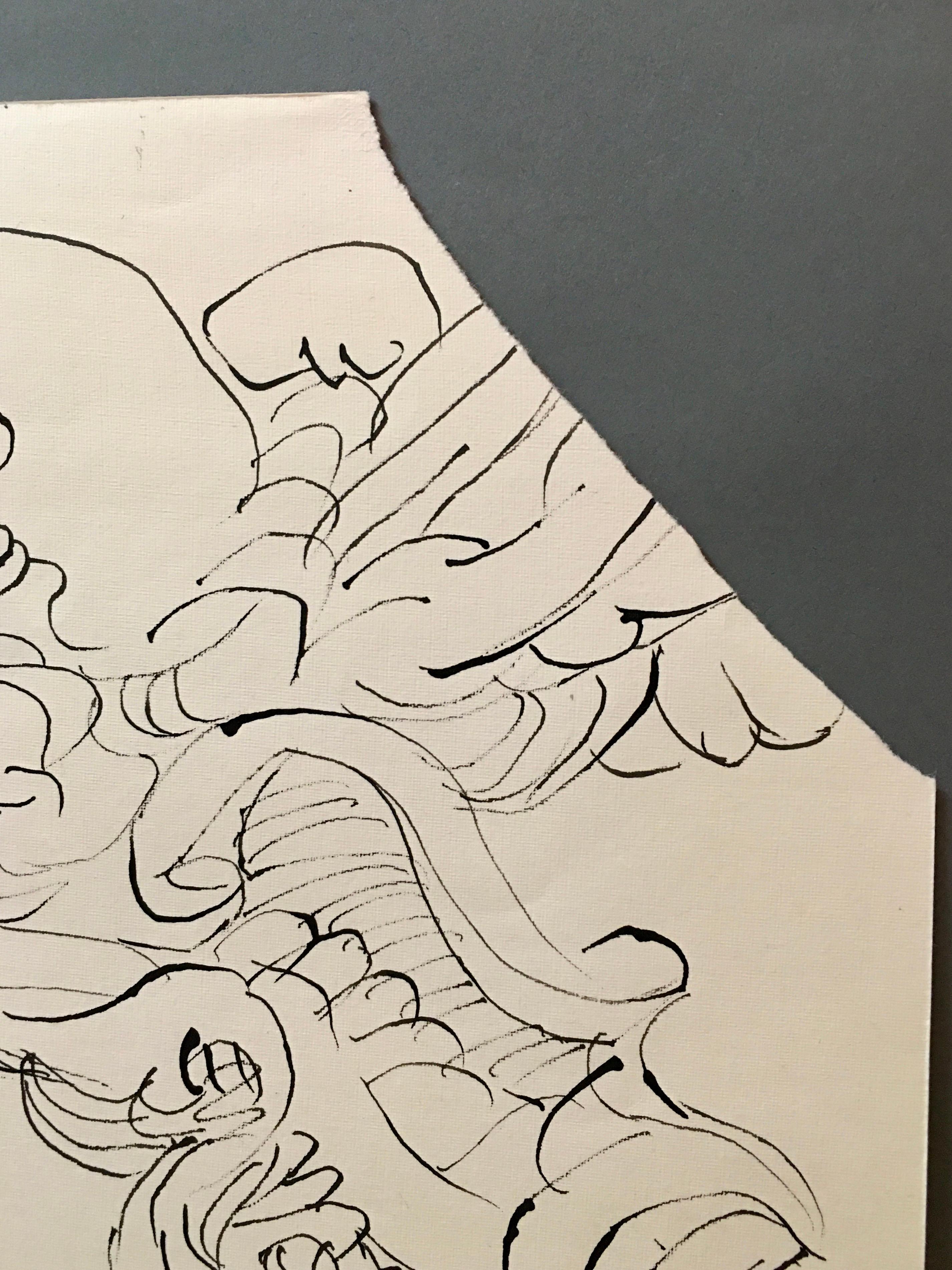 Dessin à l'encre signé Yasse Tabuchi, milieu du siècle en vente 7