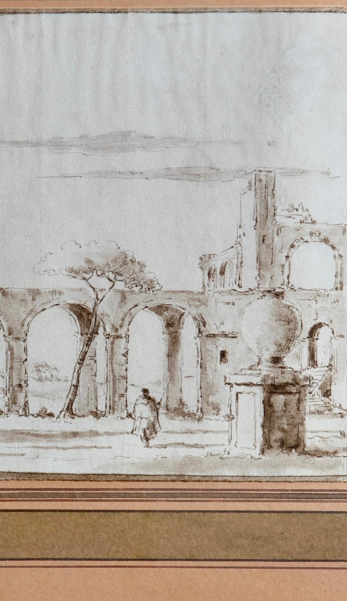Francesco Guardi Période de l'école Venetian School Encre Tableau Capriccio en vente 2