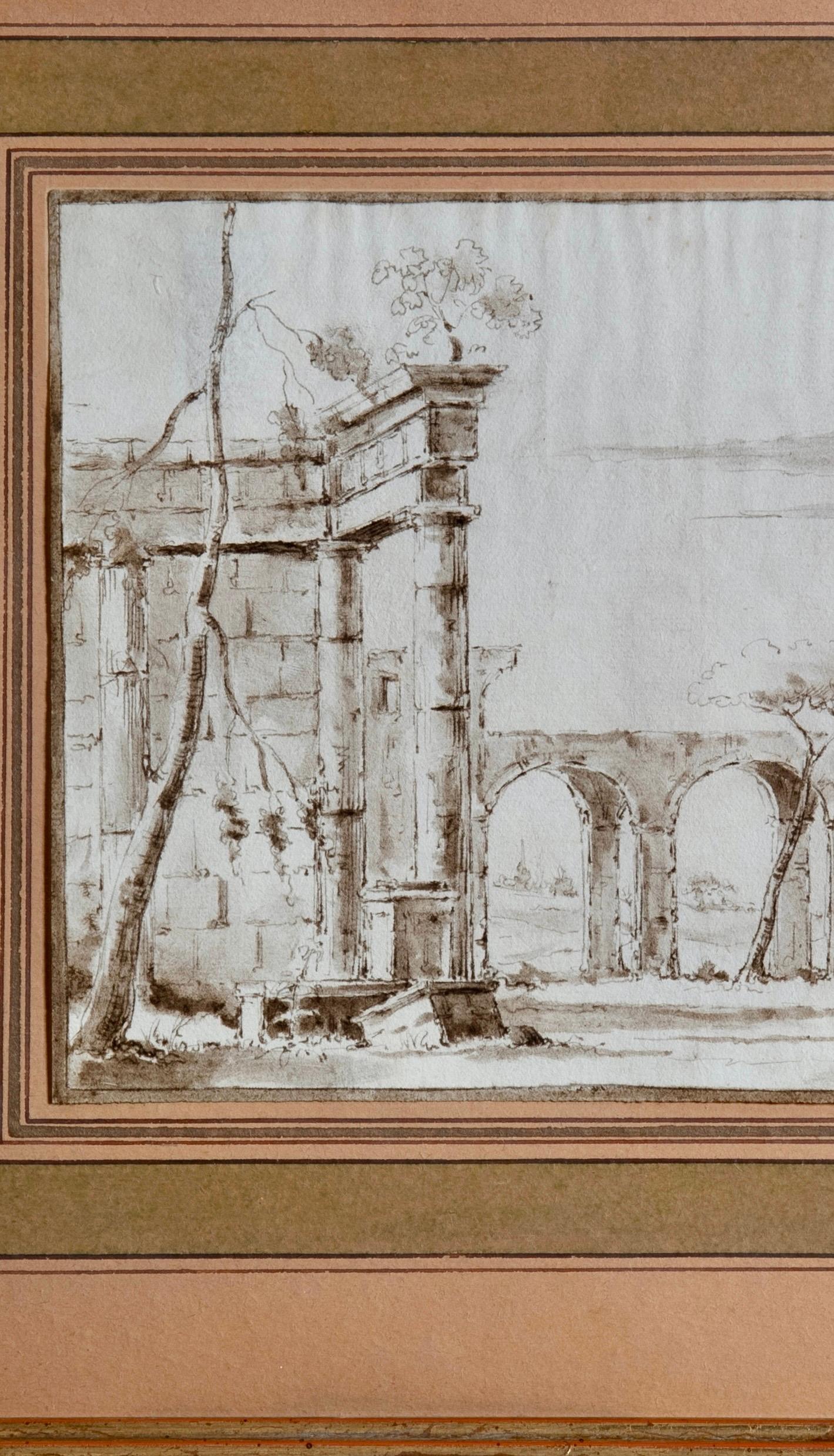 Francesco Guardi Période de l'école Venetian School Encre Tableau Capriccio en vente 5