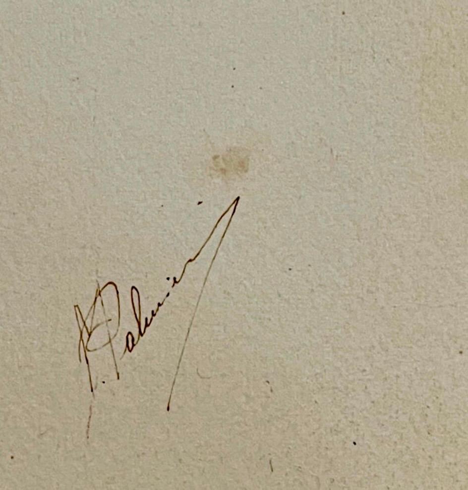 Modernes signiertes orientalisches Aquarell Frau mit Kind im Angebot 1