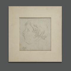 Periode Italienisch Kind Porträt Bleistift Zeichnung