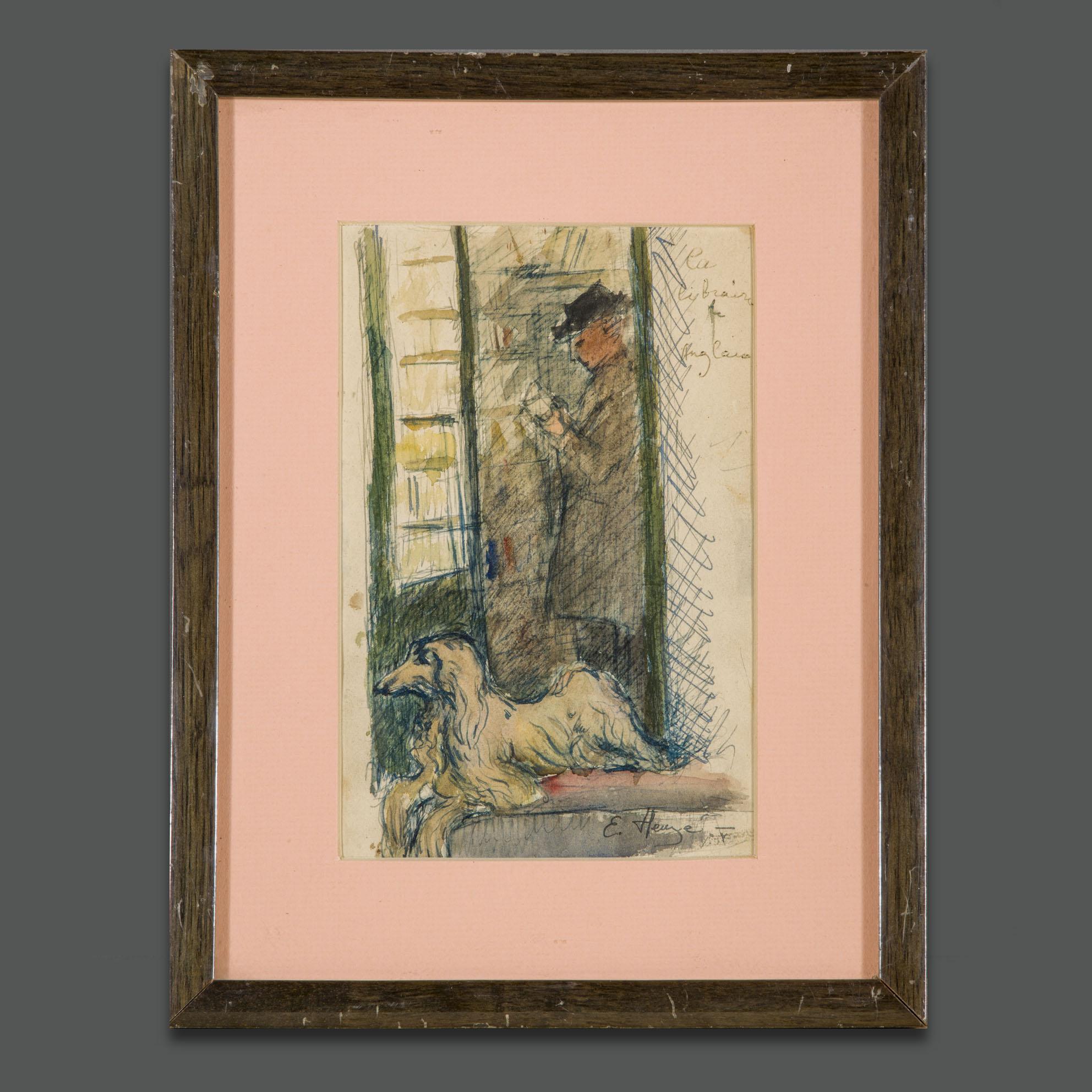 Edmond Heuzé French Belle Époque Signed Watercolor