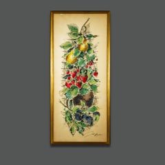 Mid-Century Signed Still-Life Watercolor Drawing