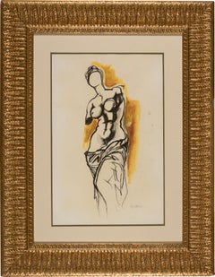 1970s Renato Guttuso Signed Classical Drawing Venus of Milo