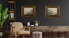 Pair of Edgar Barclay Signed Grand Tour Italians Landscapes Watercolors