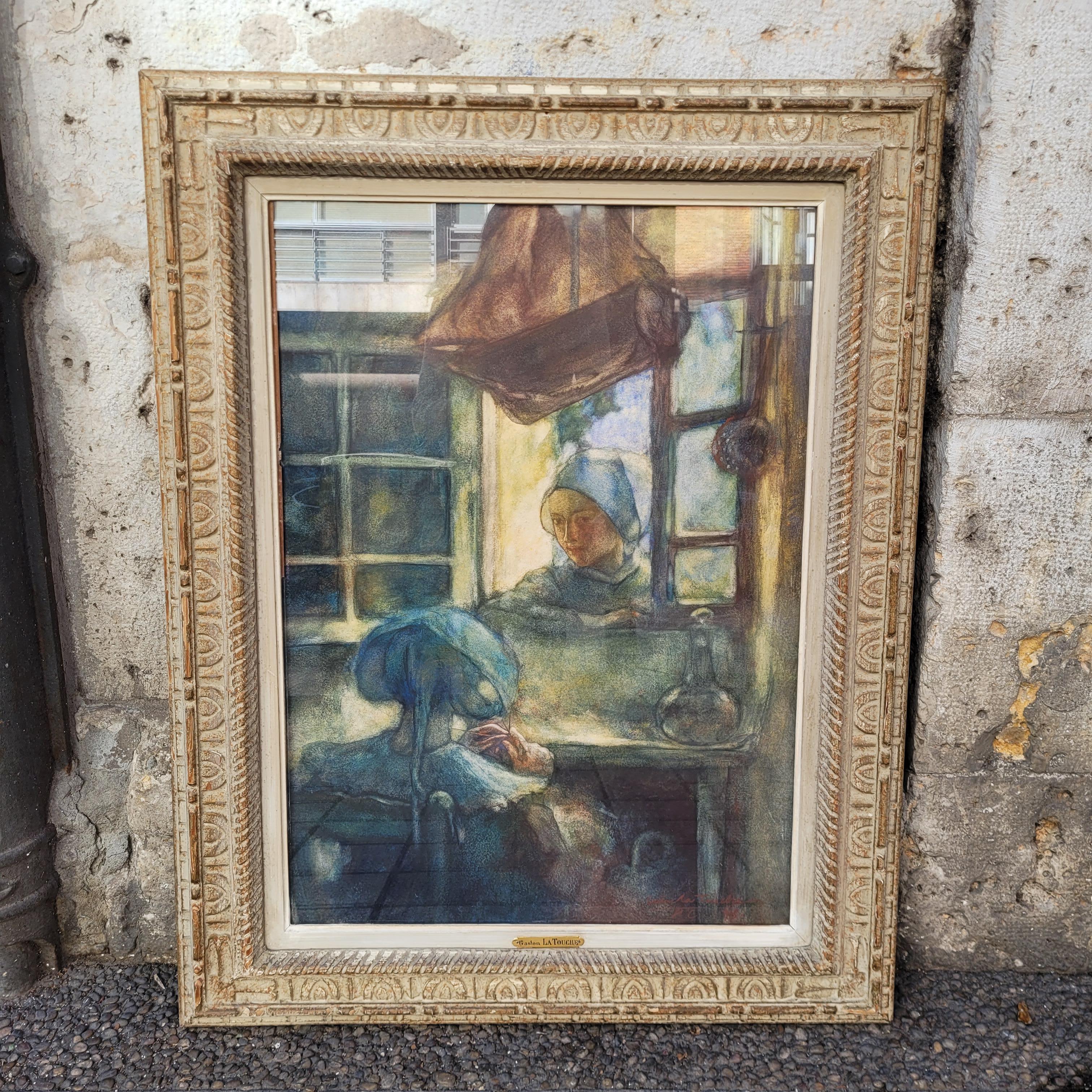 Pastello Impressionismo Intima scena blu Gaston La Touche, Francia in vendita 5