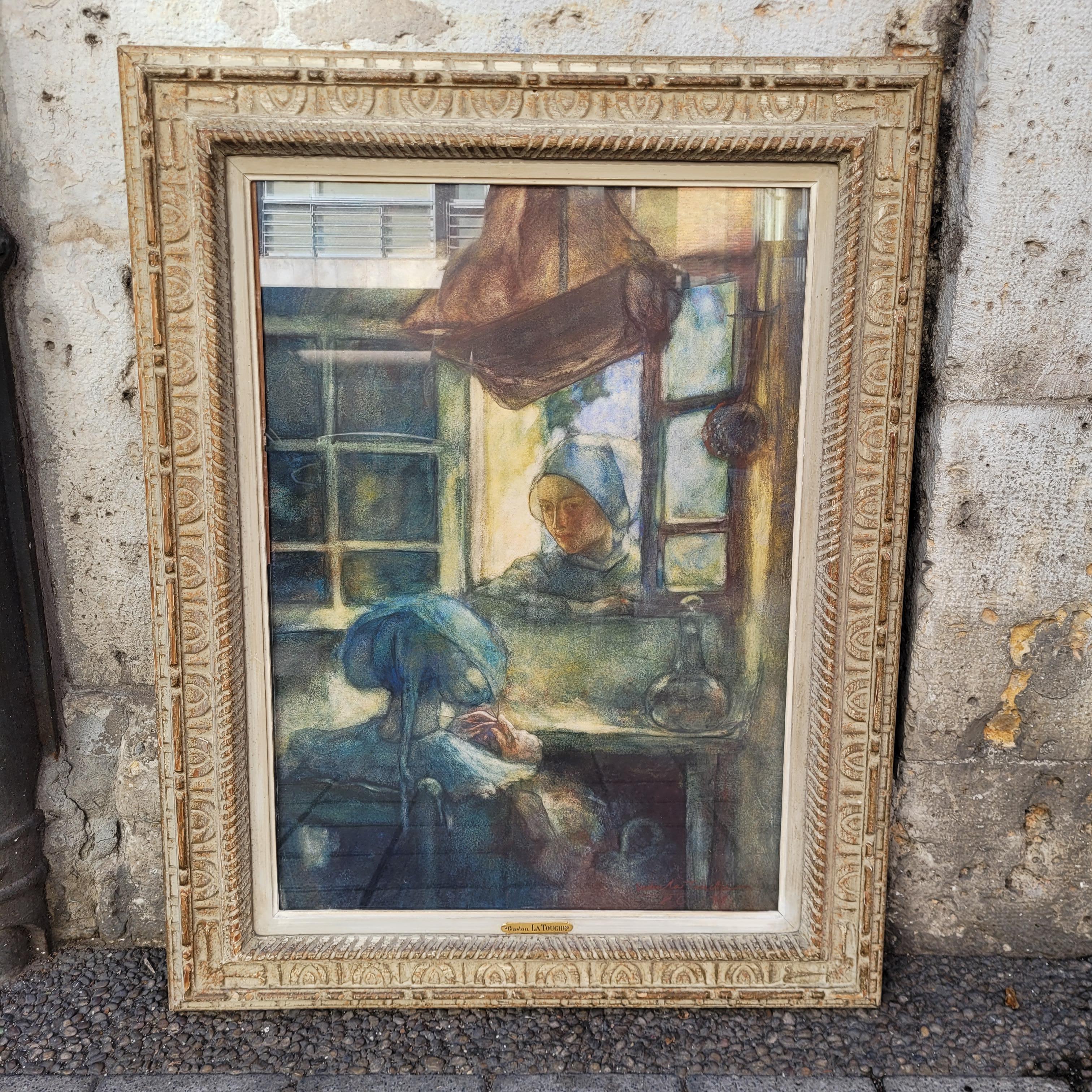 Pastello Impressionismo Intima scena blu Gaston La Touche, Francia in vendita 4