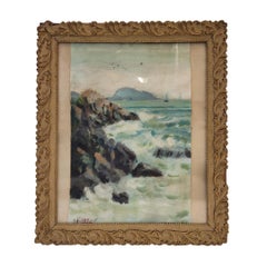 Art Nouveau Oil on canvas “Seascape” Juan Antonio Morales Spain