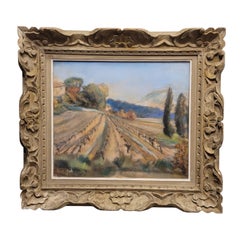 Art Nouveau Watercolor “Vineyard in Provence”, French School