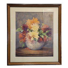 Art Nouveau Gouache on paper Still Life of Flowers by Louis-Germain Baligot