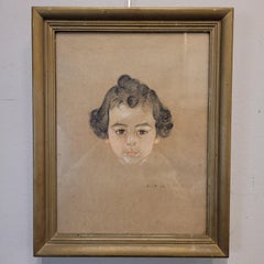 Art nouveau French drawing on paper, entitled “Girl”.
