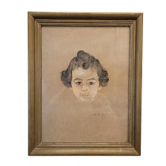 Art nouveau French drawing on paper, entitled “Girl”.
