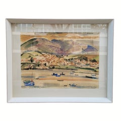 Watercolor on paper “Txingudi Bay and Mount San Marcial”, Menchu ​​Gal, s. XX Sp