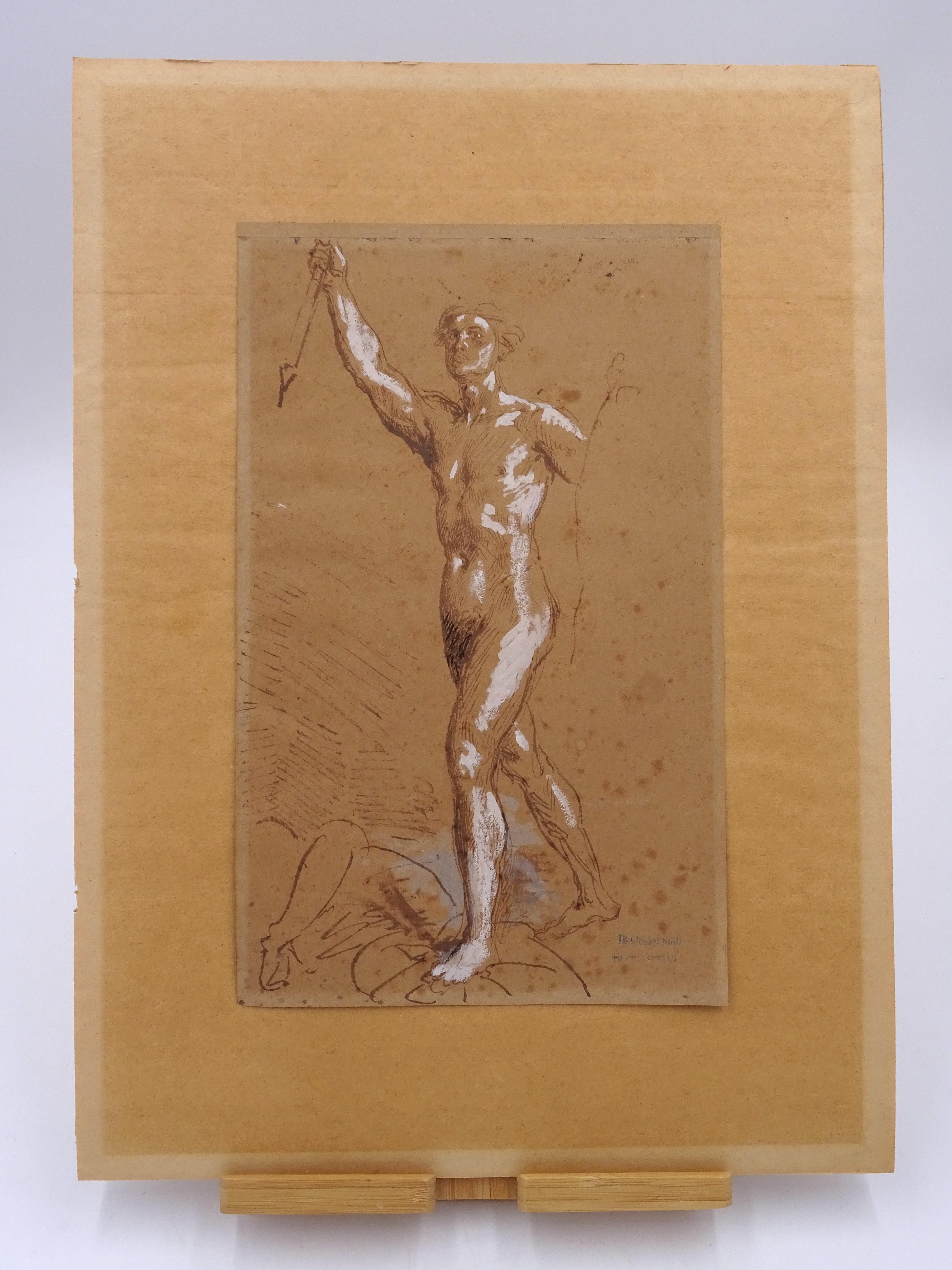 Dessin préparatoire/étude réalisé au crayon et à la craie blanche sur papier par l'artiste français Théodore Chassériau au début des années 1850.

Le dessin en question, représentant un nu masculin, est un dessin préparatoire pour un tableau plus