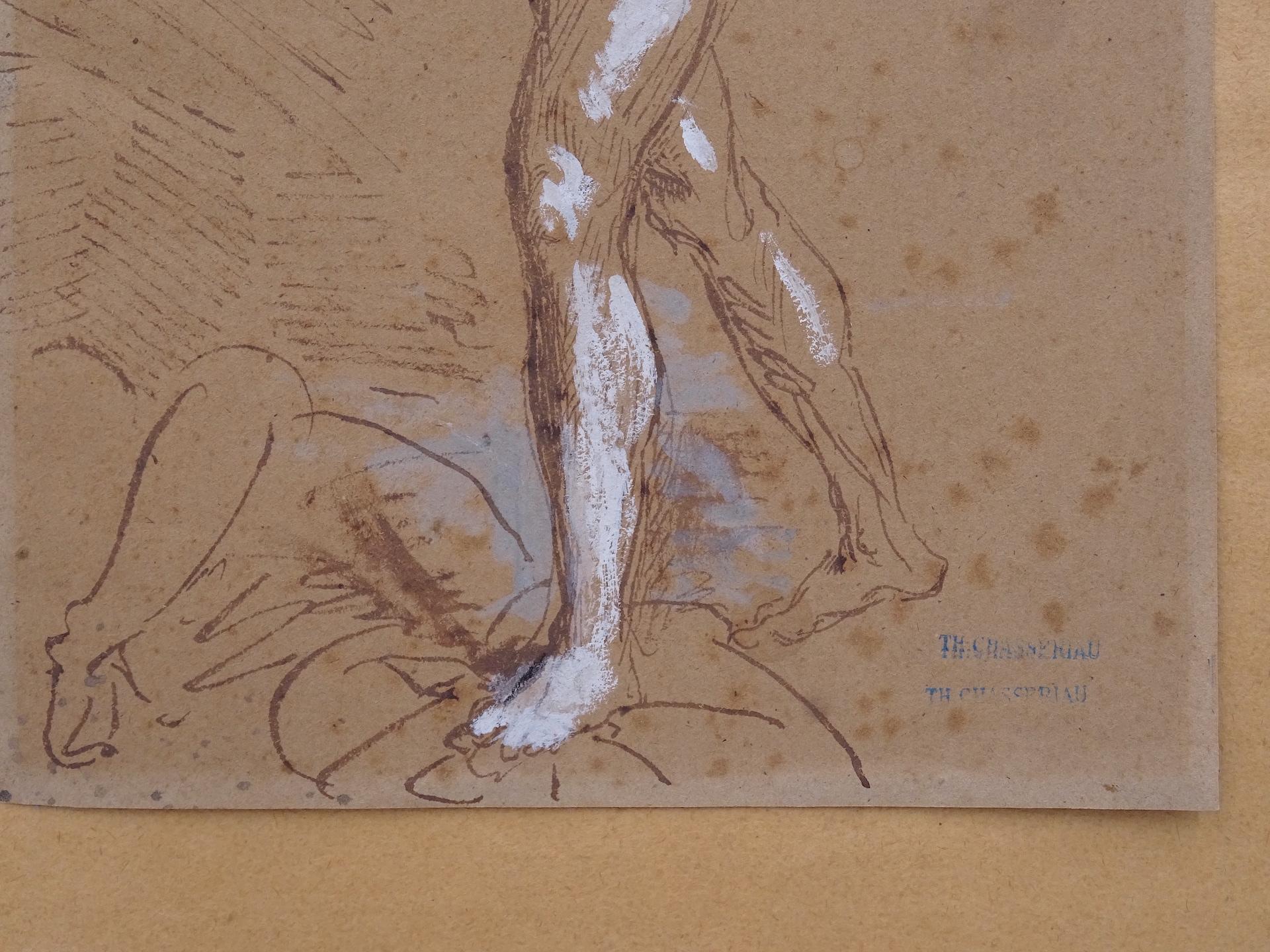Dessin préparatoire au crayon sur papier de Théodore Chassériau, vers 1850 en vente 2