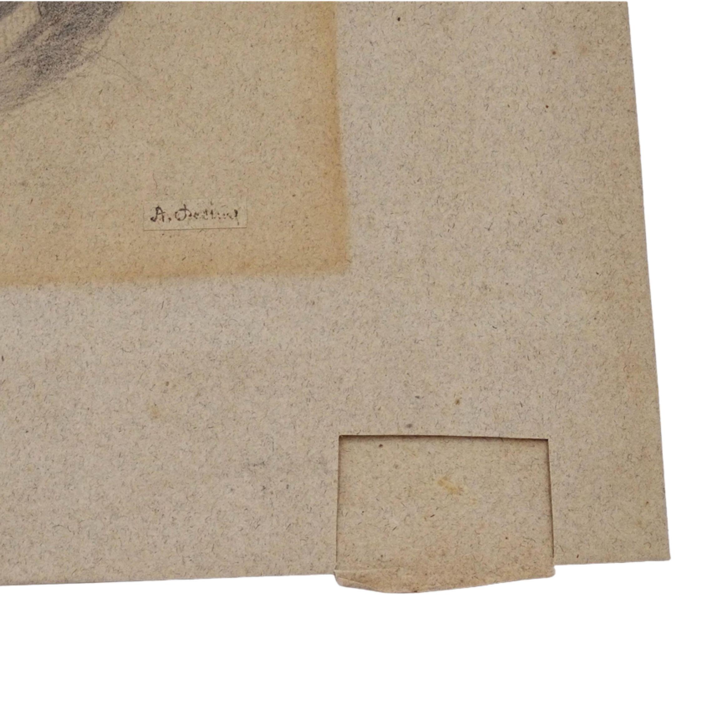 Disegno a matita su carta “Ritratto femminile” di Alberto Pasini, 1870 circa in vendita 3
