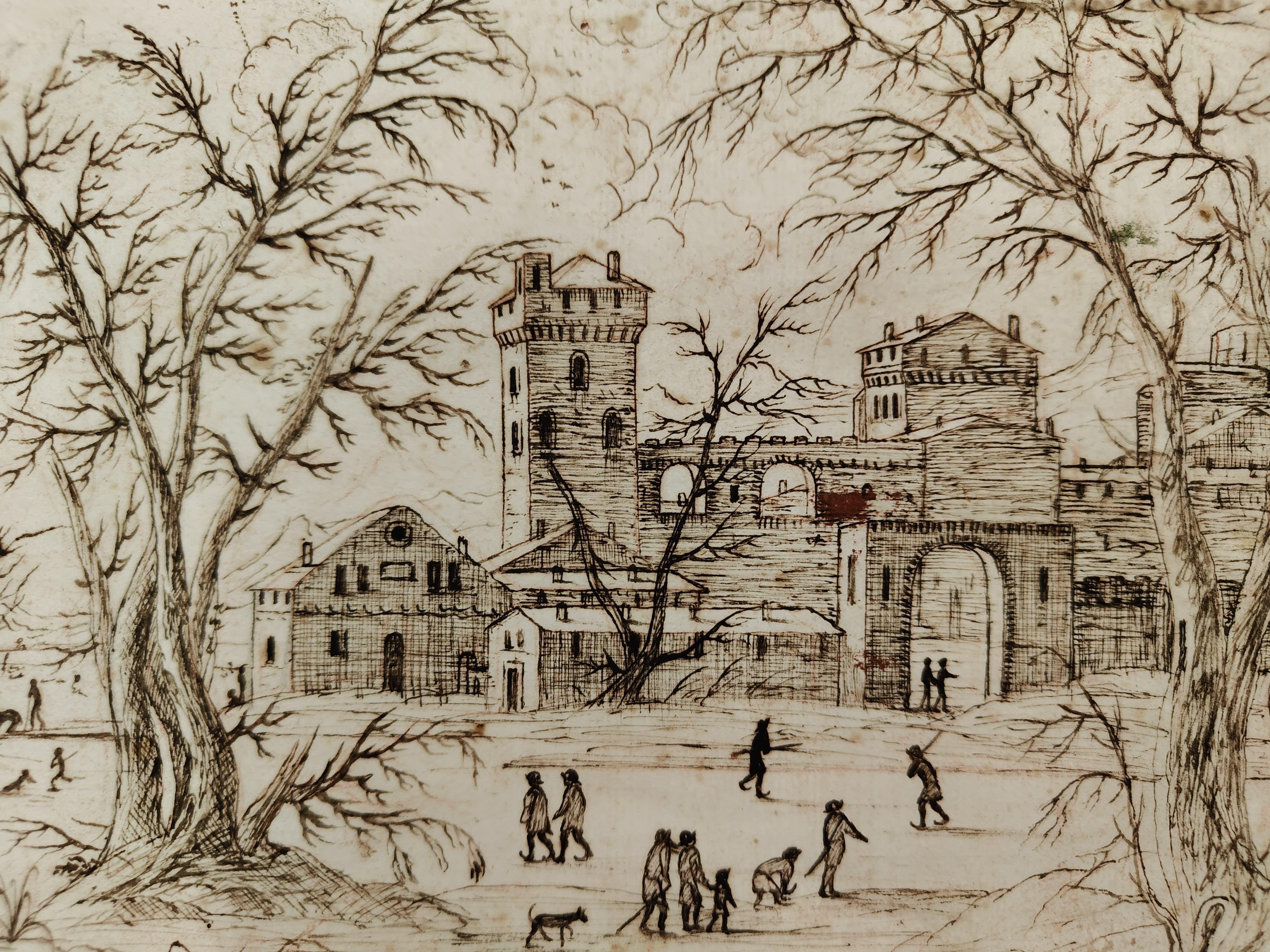 Disegno a china di un paesaggio olandese - 1680, Olanda - Art Altro stile artistico di Unknown