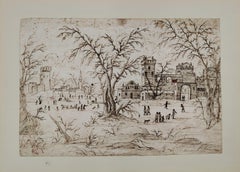 Ink drawing of a Dutch landscape - 1680, Holland
