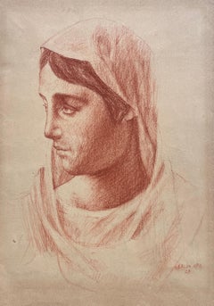 Ubaldo Oppi, "woman's face" portrait, 1928