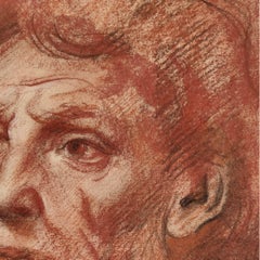 Disegno a sanguigna, ritratto di Pietro Annigoni, anni '50, Italia