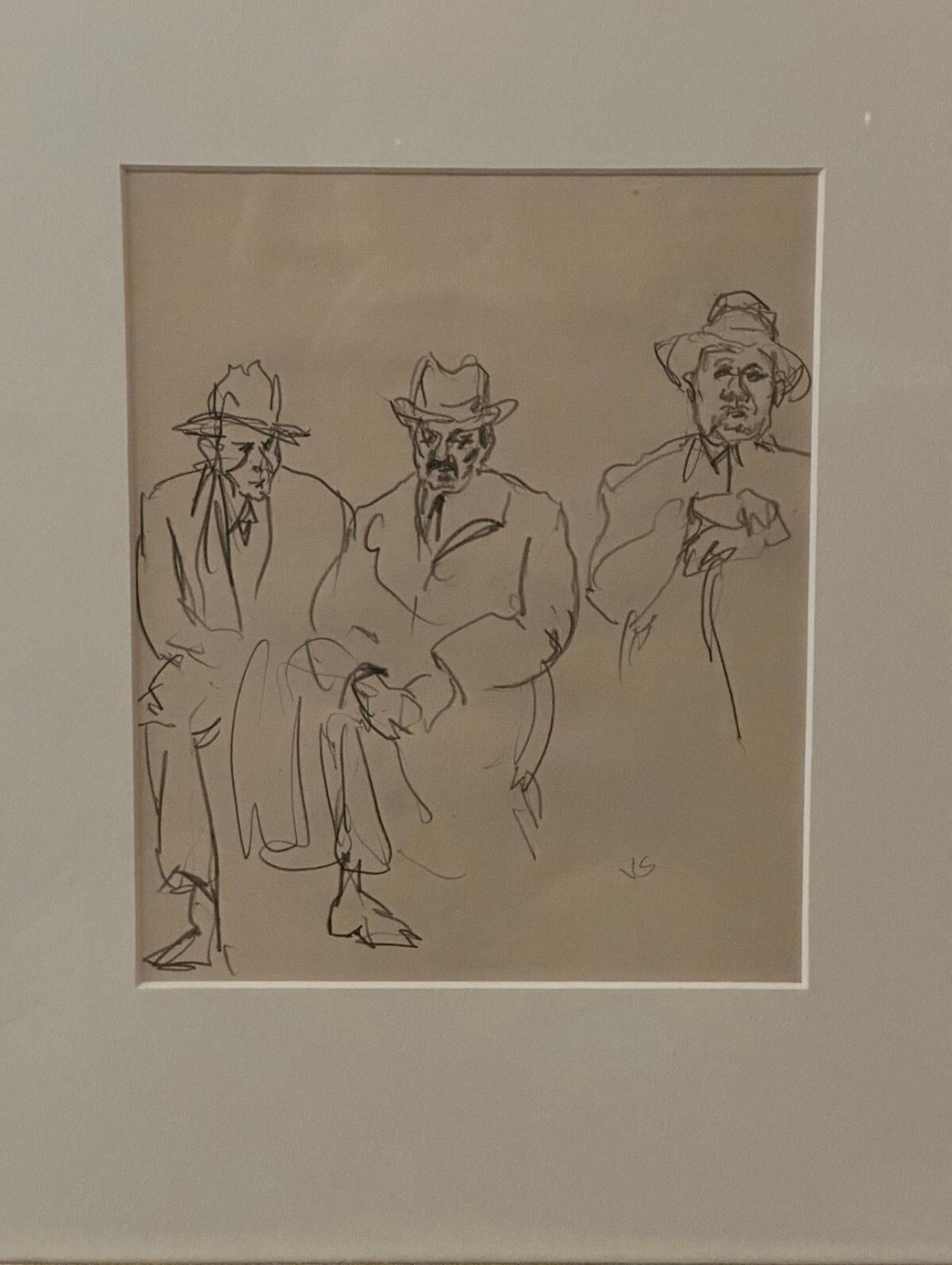 Tres hombres en el metro - Art de Joseph Solman