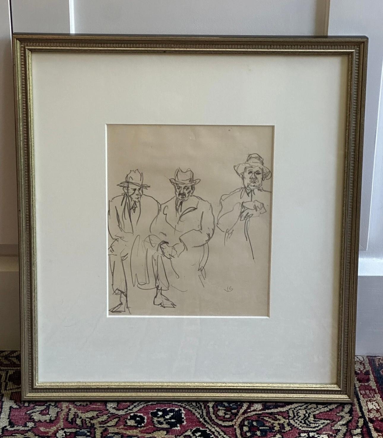 Tres hombres en el metro - Art Expresionista de Joseph Solman