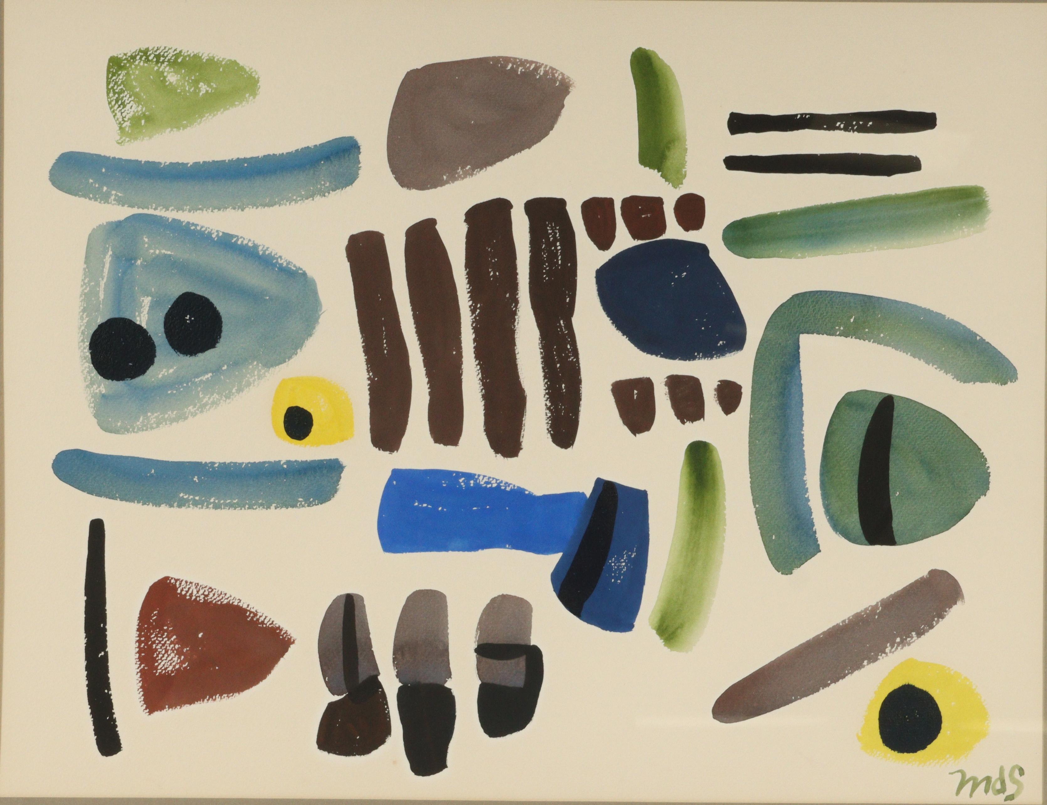Freeform Shapes - Beige Abstract Drawing by Michael Smither