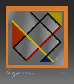 Yaakov Agam "Homage to Mondrian (Orange Border)", color serigraph mirror, 2000