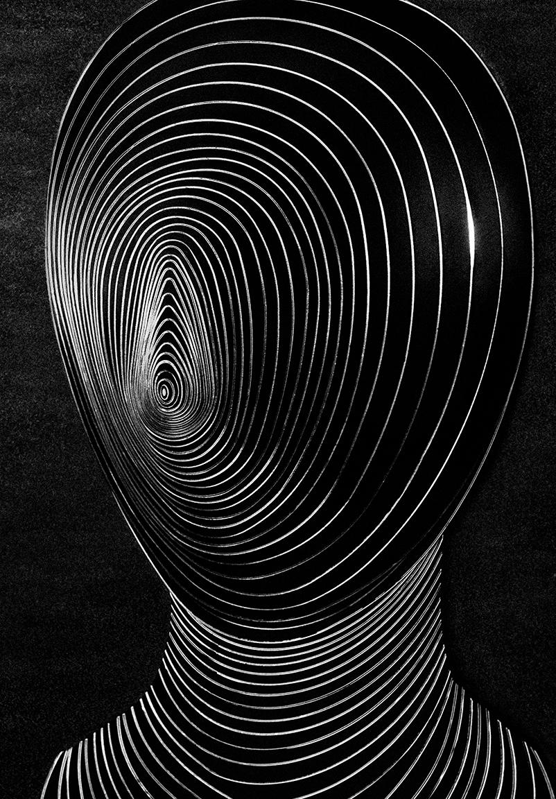 Txema Yeste Black and White Photograph - Silver Metal Over Black Methacrylate