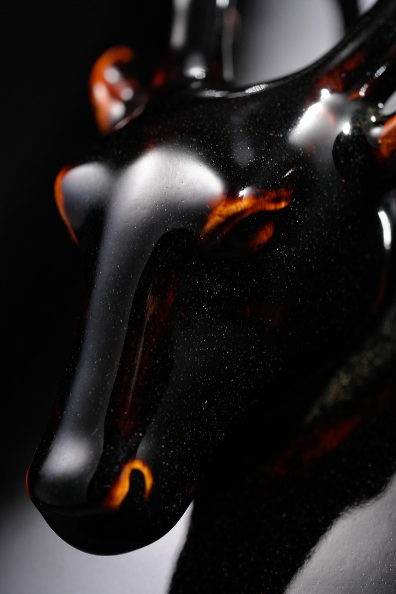 Black-Gold Deer-Head Vase For Sale 3