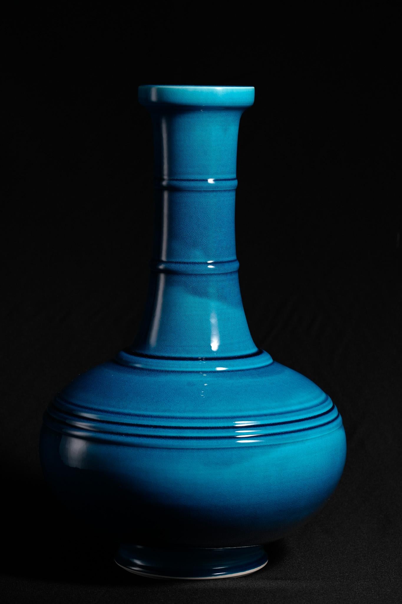 Vaso a corda blu pavone - Art Qing di Shi Jie Weng