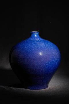 Gaze, vase bleu océan profond