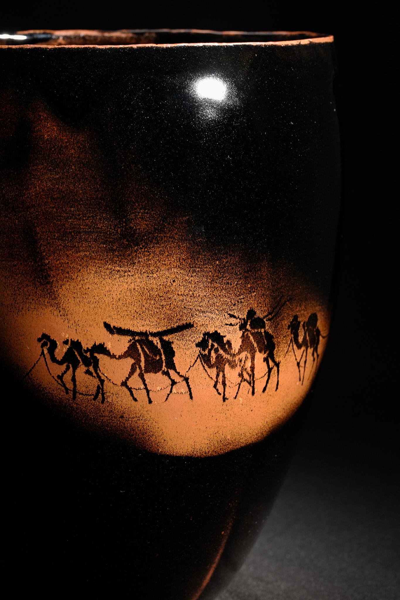 Iron-Glazed Camel Vase For Sale 3
