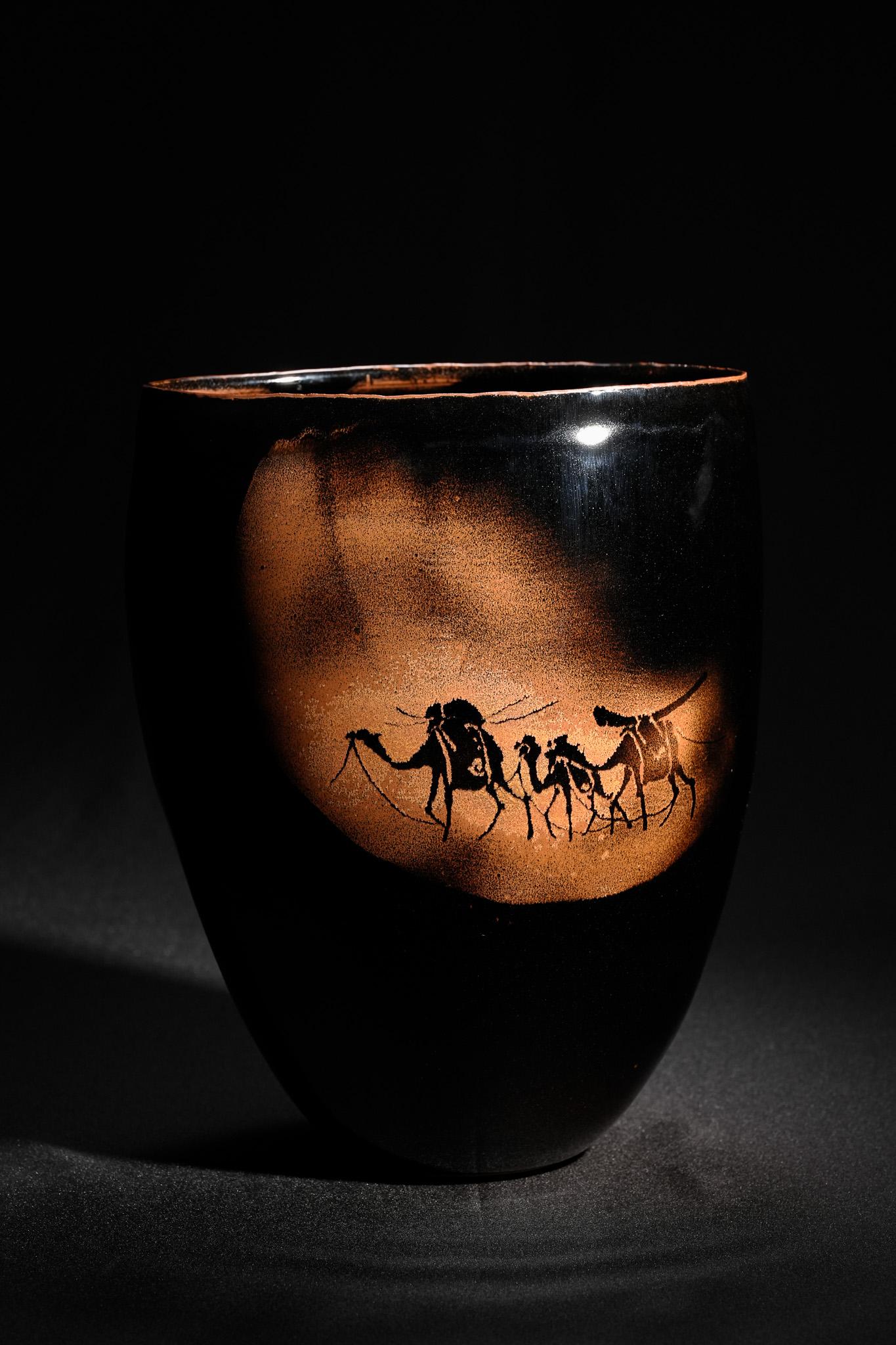Iron-Glazed Camel Vase For Sale 1