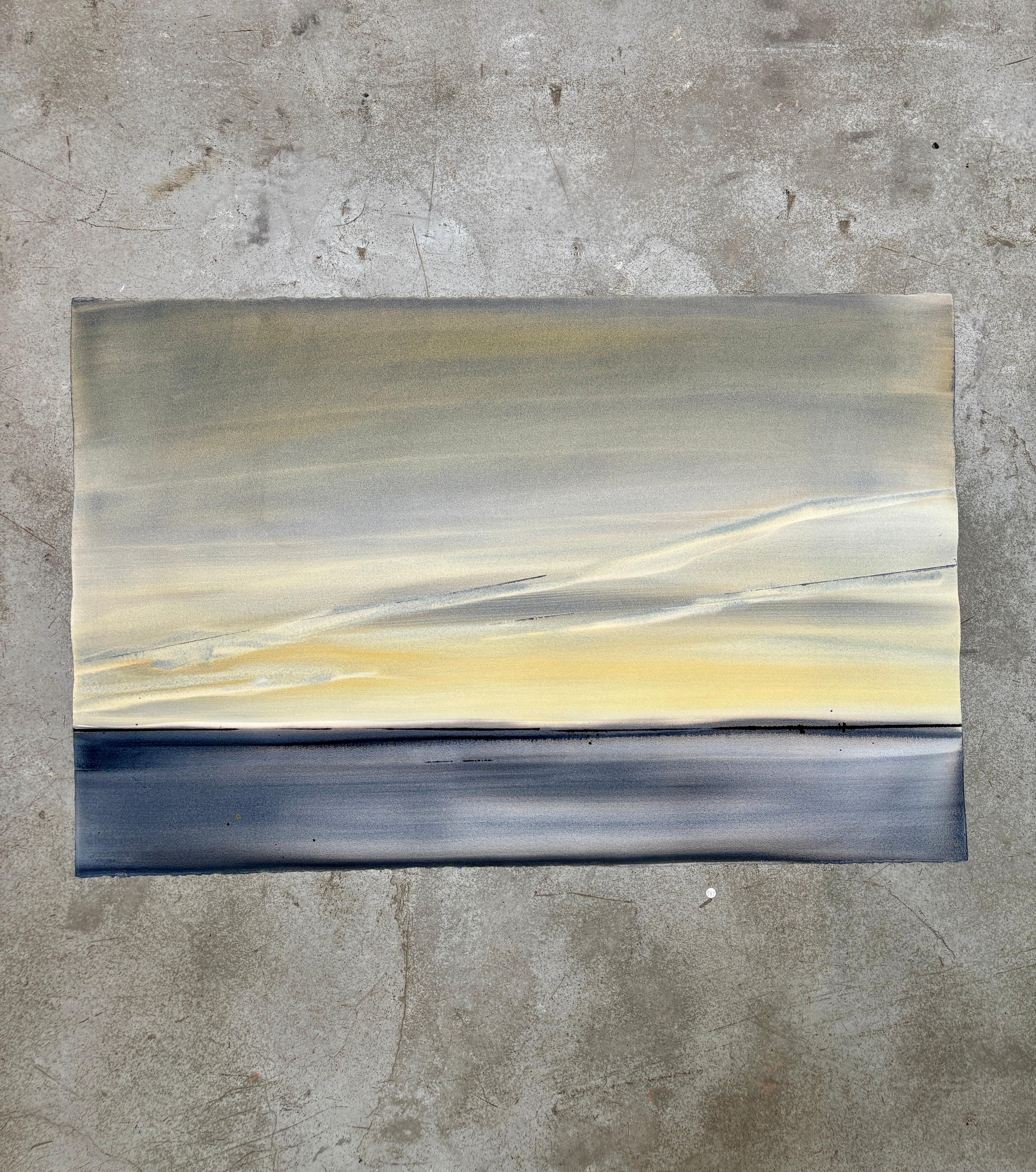 No. 38, Peinture à l'aquarelle d'un paysage atmosphérique, 2025 - Gris Landscape Art par Dodi Fredericks