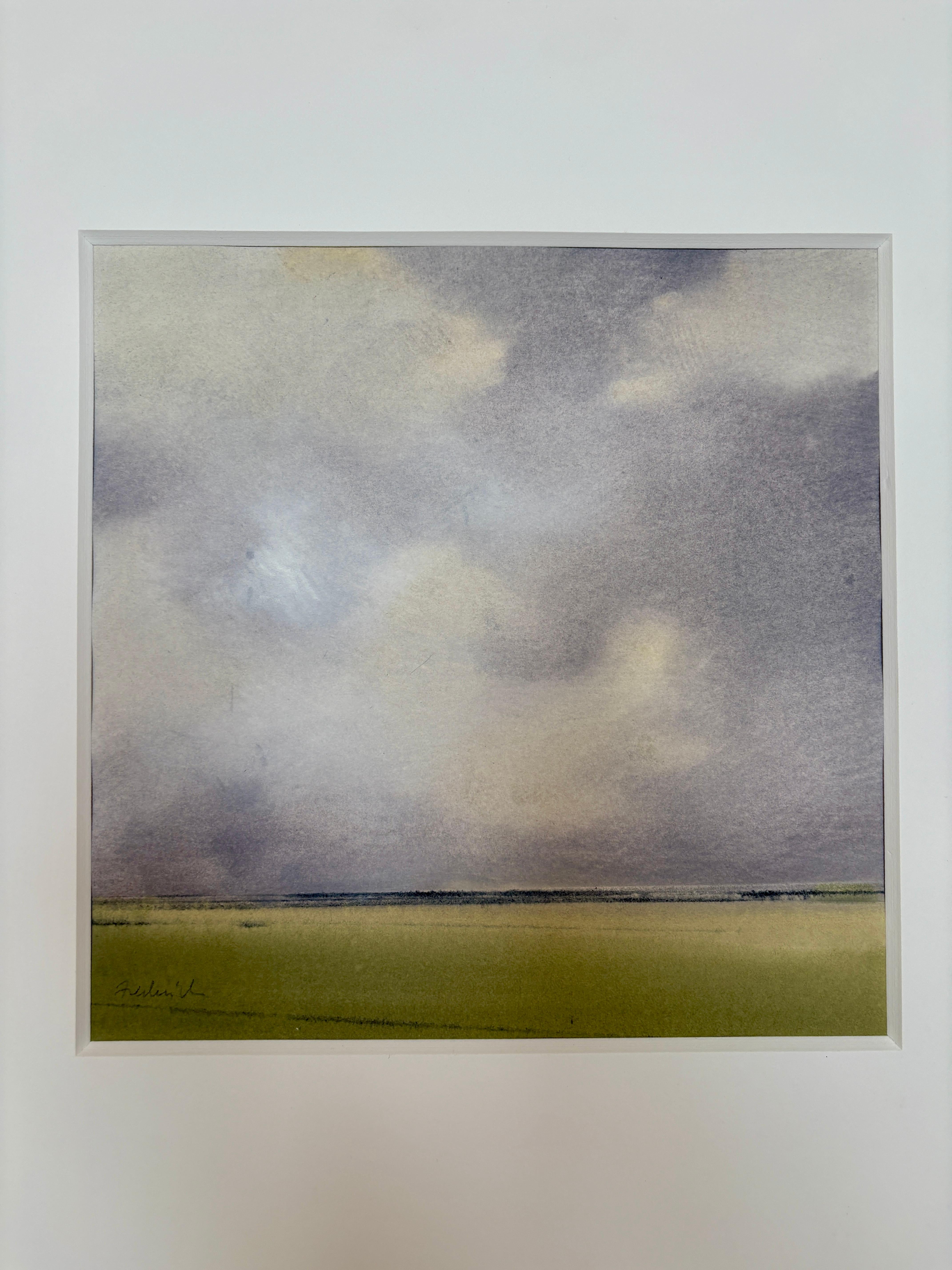 Dans la brume, paysage atmosphérique peint à l'aquarelle, 2025 en vente 4