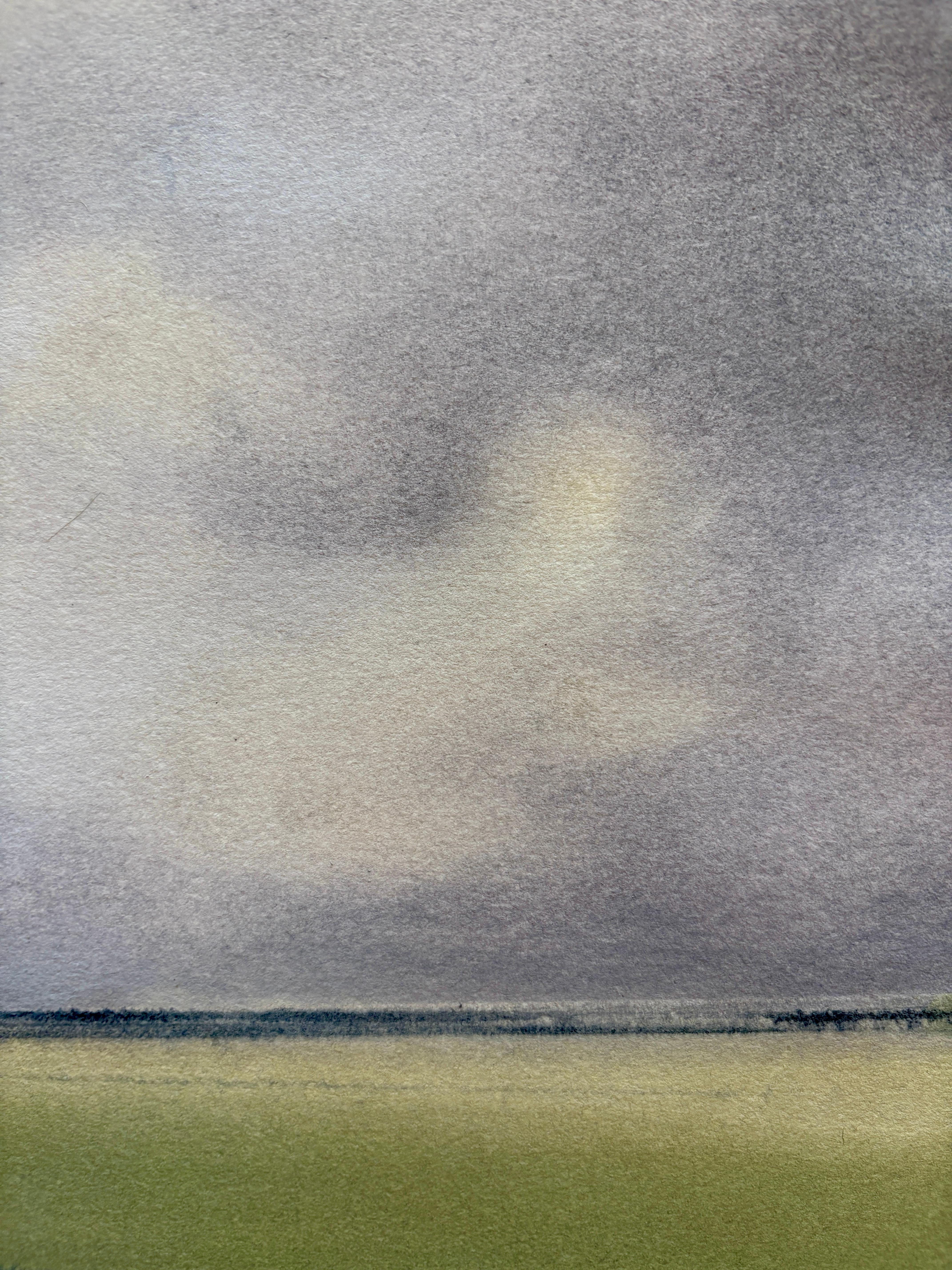 Dans la brume, paysage atmosphérique peint à l'aquarelle, 2025 en vente 2