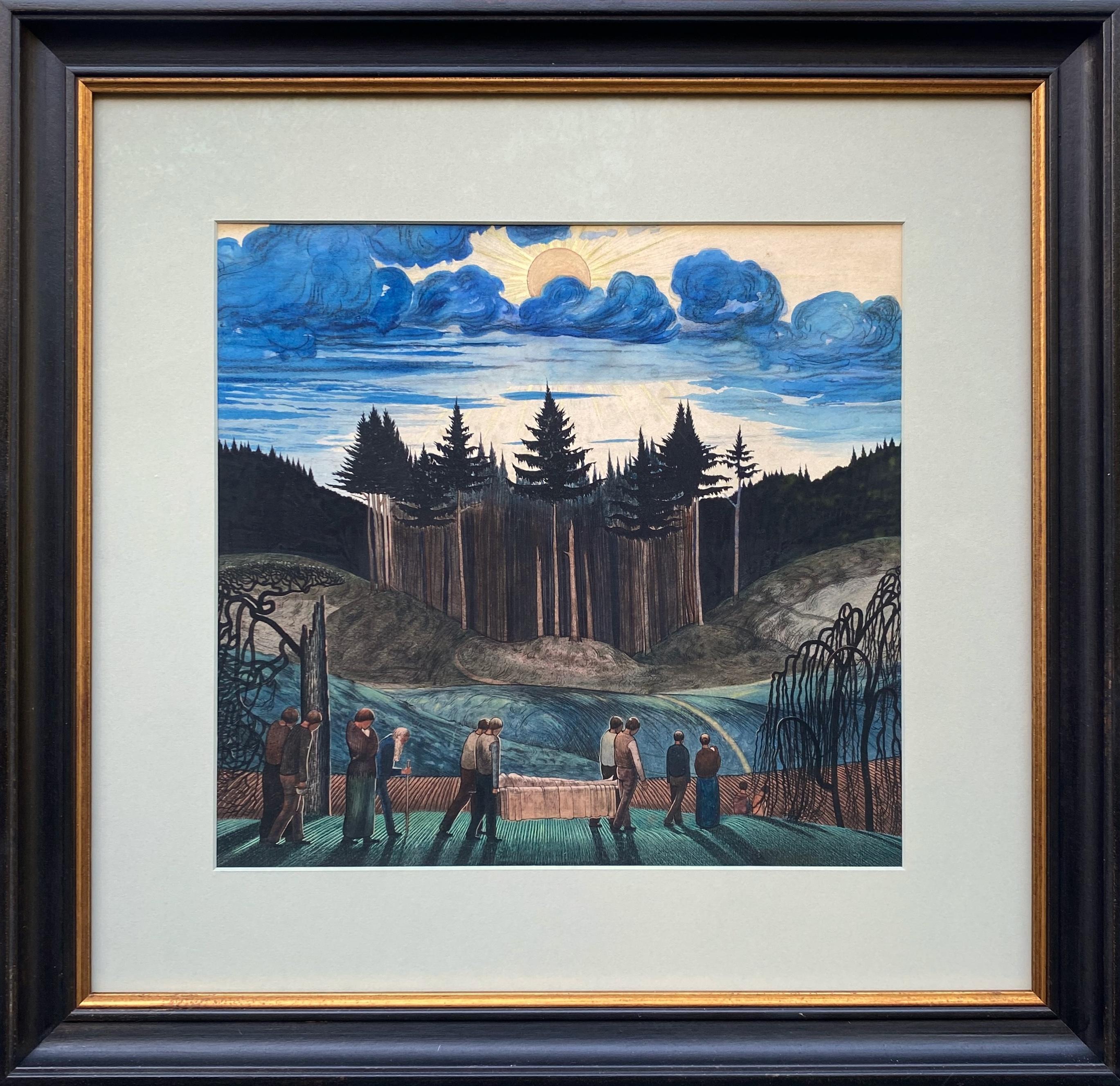 'Funeral Procession, Bavaria' watercolour on paper by Claughton Pellew For Sale 2