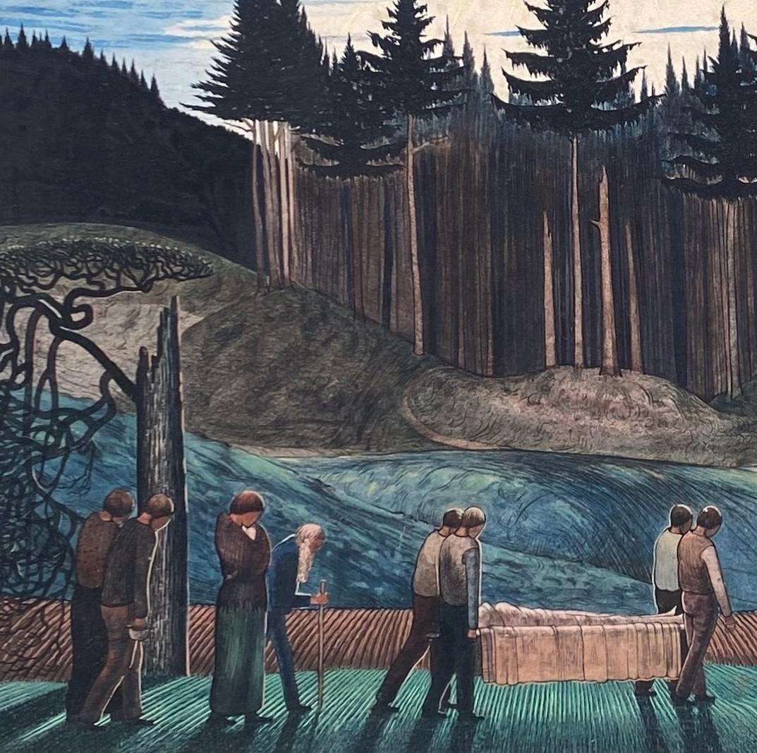 'Funeral Procession, Bavaria' watercolour on paper by Claughton Pellew For Sale 6