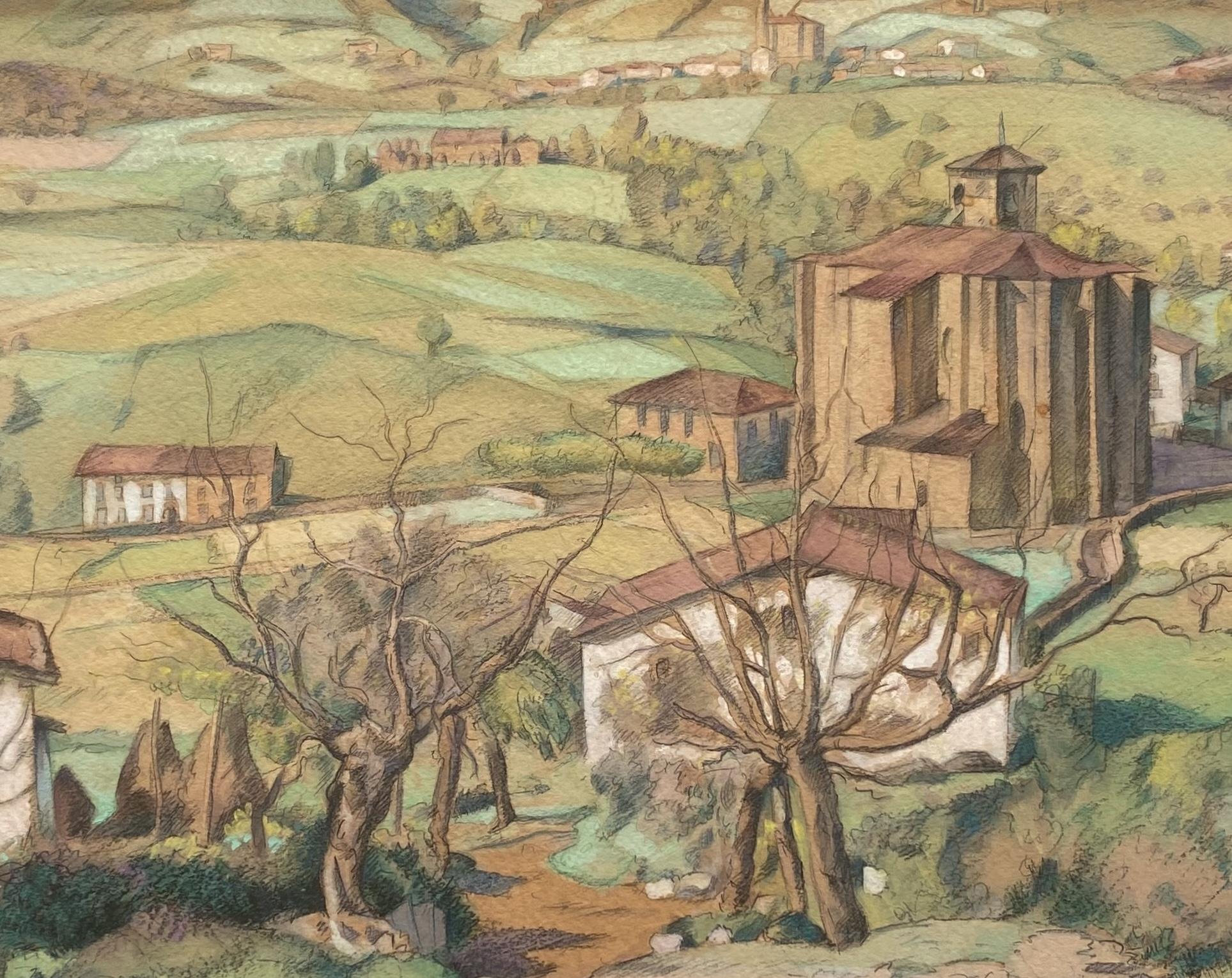 Paesaggio basco - Landscape Art Marrone di Carlos Landi Sorondo
