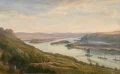 'View from the Mountains over the Rhine' watercolour by Jakob Schiener