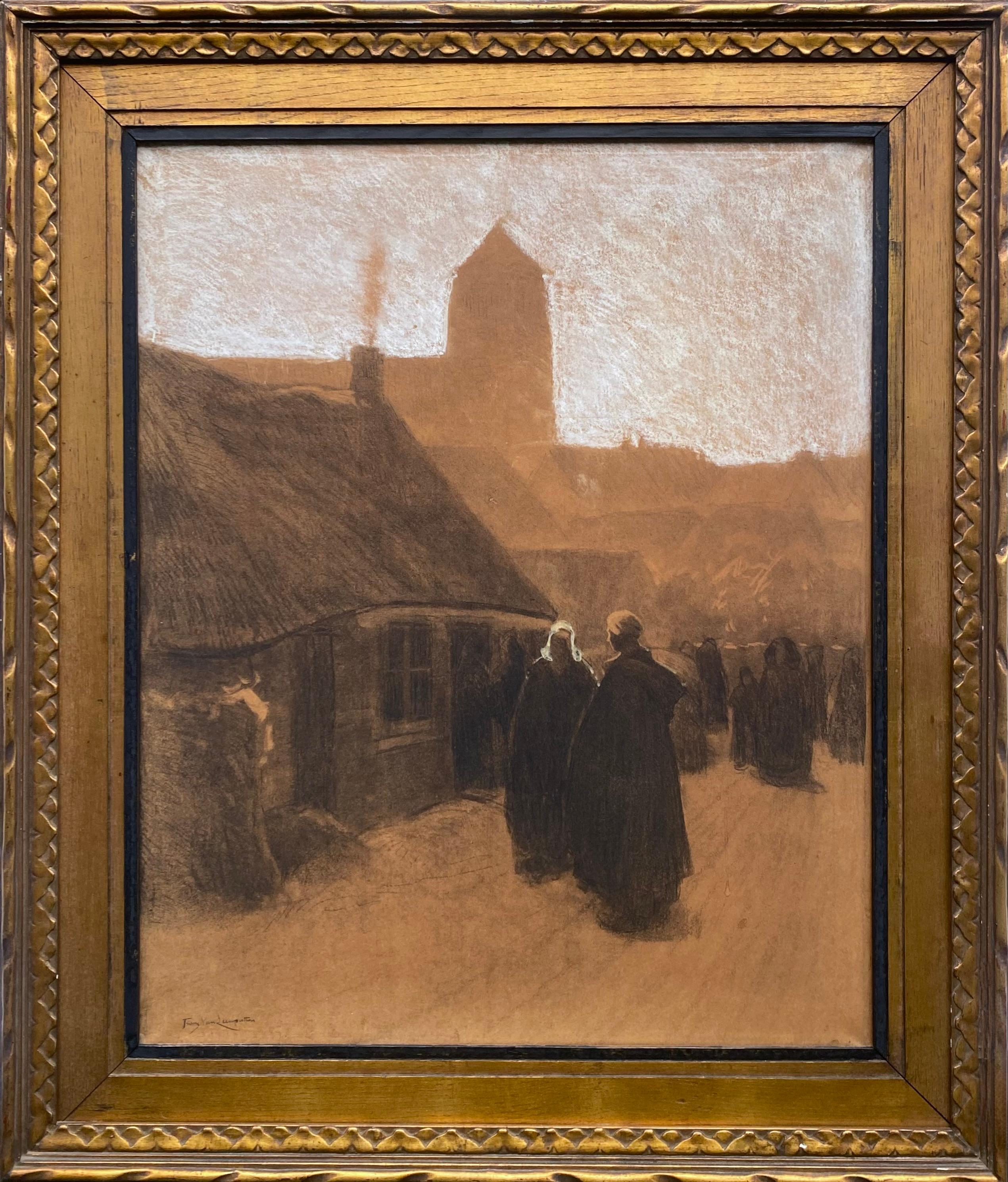 Frans Van Leemputten
(1850-1914)

'A Sunday Morning in September'
‍
Pencil and chalk on paper
78 x 64 cm, 98 x 84 cm framed
Signed lower right

Frans Van Leemputten sought to capture the lives, plight and dignity of the peasant folk of Central