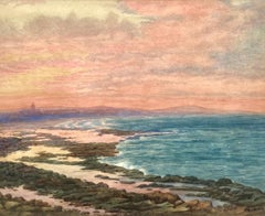'Sunset over the Beach' watercolour by Fred J. Maher