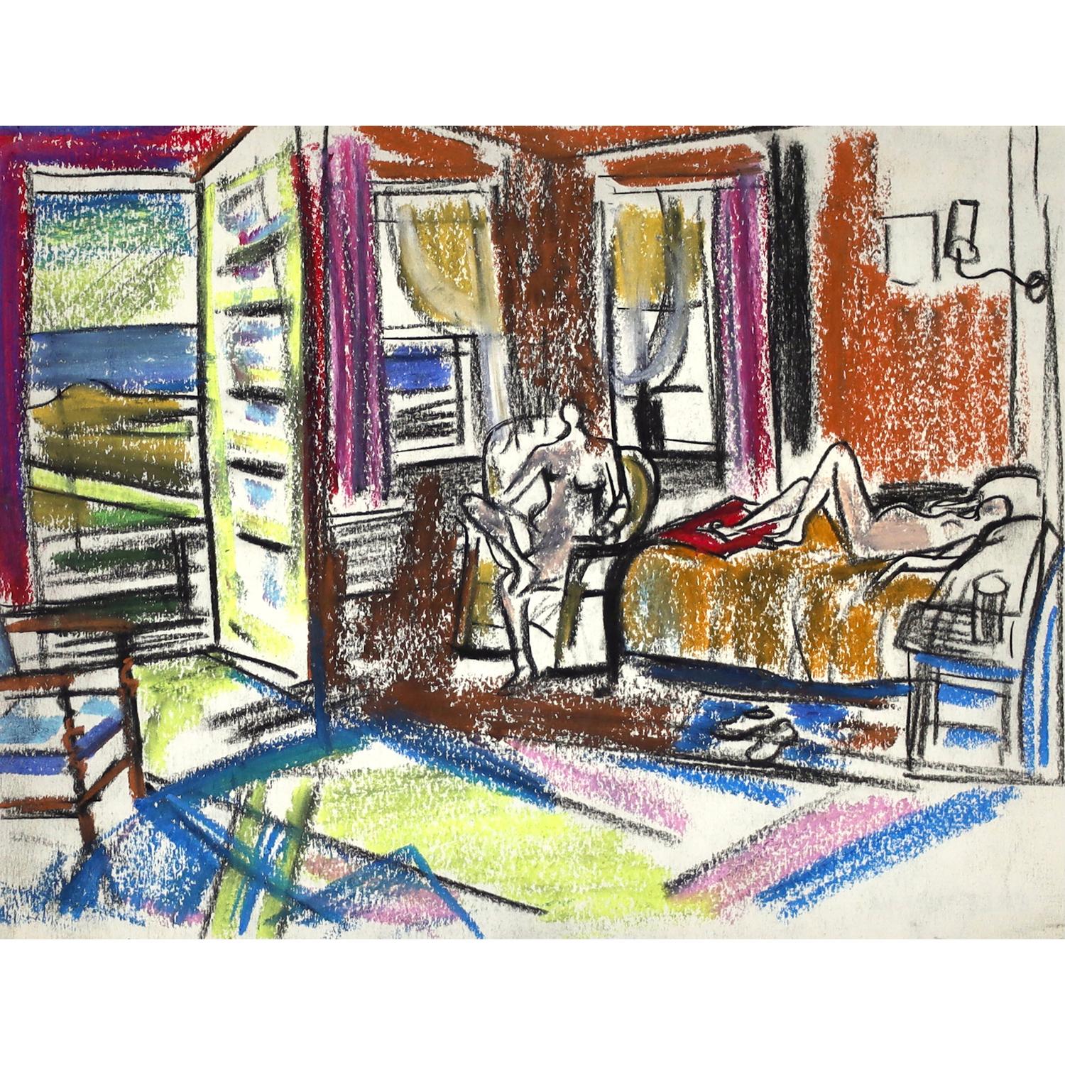 Early California modernist drawing by a well-known San Francisco abstract artist