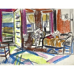 Beach House Scene with Figures