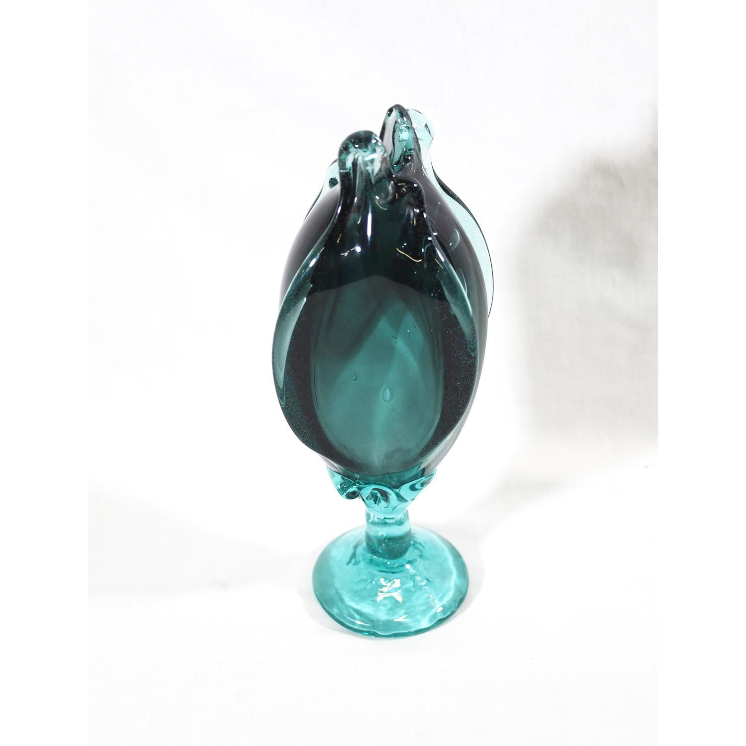 An early studio glass creation by Dr. Robert Fritz.
Dr. Robert Fritz attended San Jose State College in the early 1950s, where he earned a Bachelors, and Master's  of Arts.  He went on to earn a PhD at Ohio State university.
The studio glass