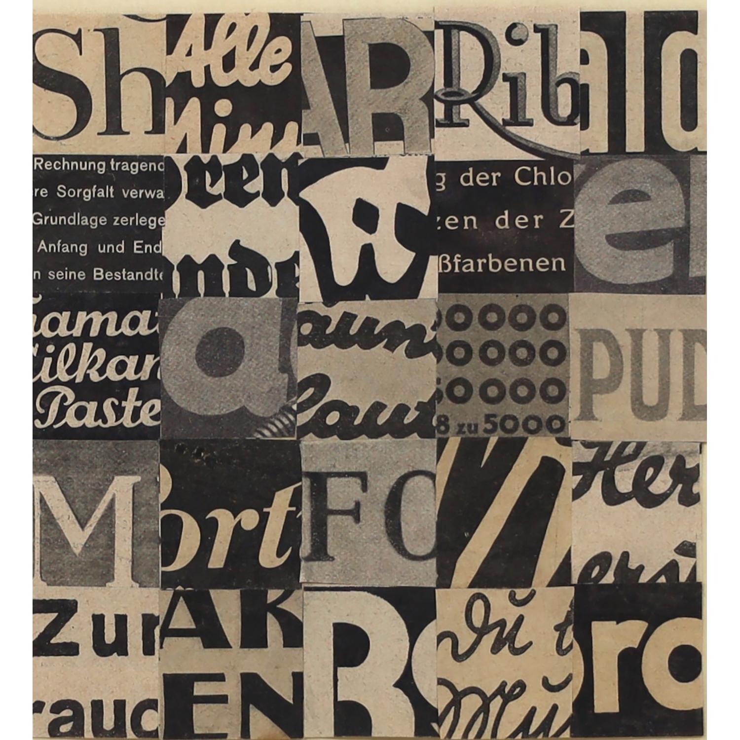 Study No. 12 - German Newsprint Collage
German newspaper collage on paper by Janet Todd Young.

An abstract collage by Janet Todd Young, early AAA member and lifelong abstract artist.

Janet Todd Young was born in Illinois in 1908, and earned a