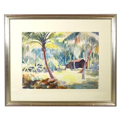 Colorful Tropical Scene Watercolor by Eliza B.K. Dooley - Puerto Rico